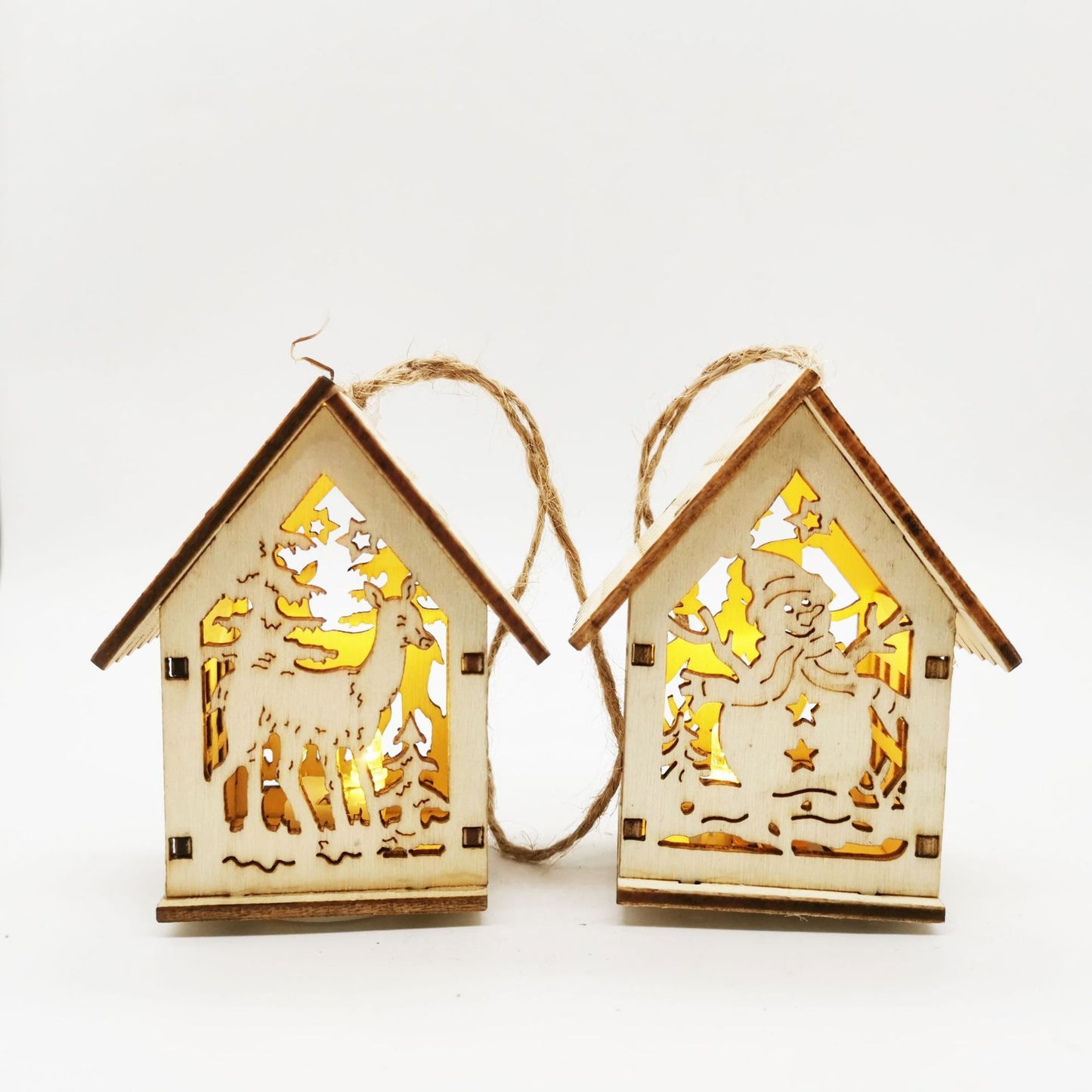 Christmas Wooden Craftwork Christmas Small House Decorations